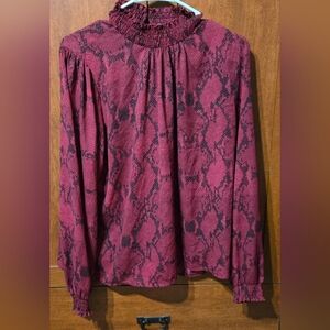 Banana Republic Burgundy Snake Print Blouse